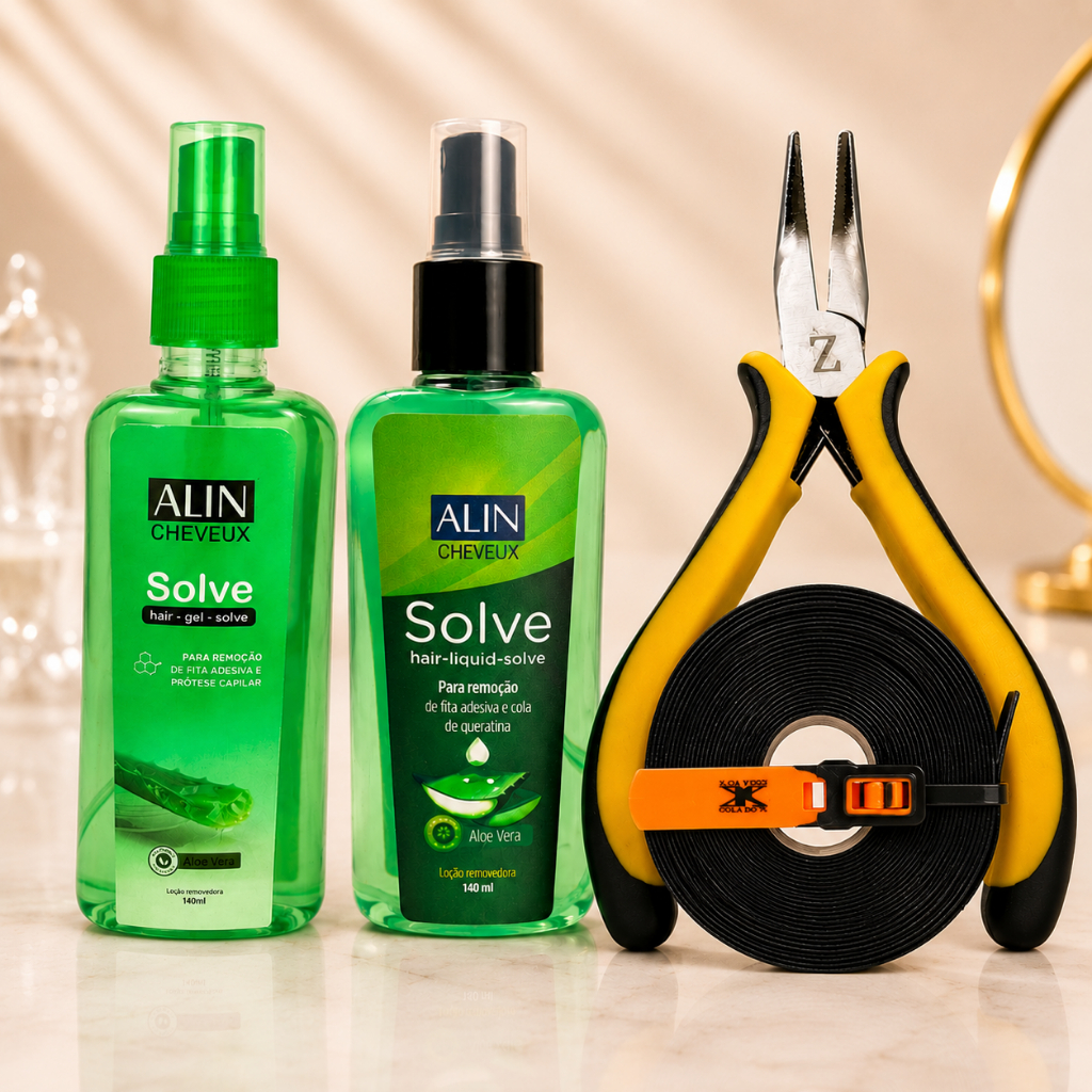 Kit para Mega Hair Alicate + Removedores + Cola Queratina do K
