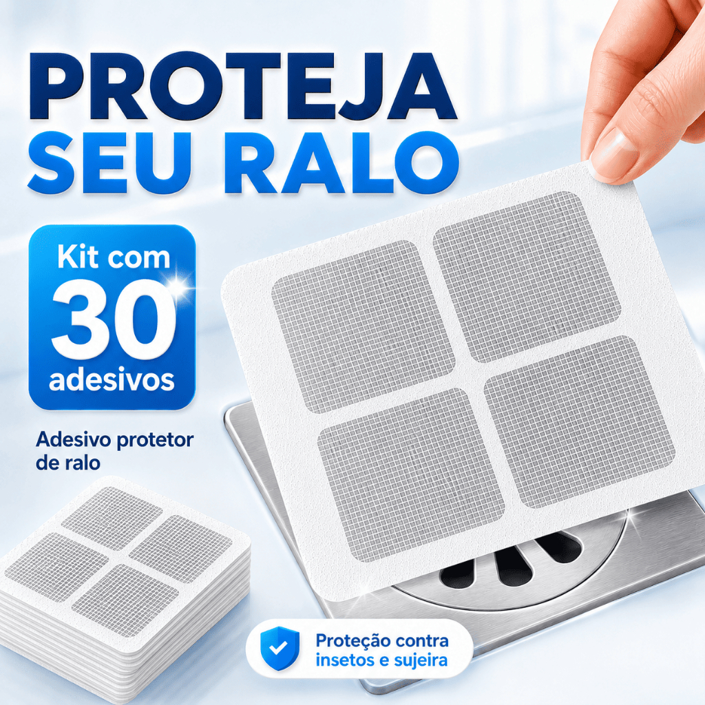 Kit 30 Adesivos Protetor de Ralo Tela Anti Insetos Baratas Cabelos e Sujeira Descartável
