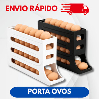 Porta Ovos 4 Andares em plástico Organizador Rolante para Geladeira 20 a 30 Ovos