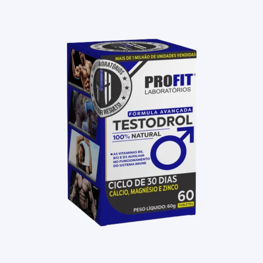 Testodrol Profit Labs 60 Tabs – Zinco, Magnésio, Cálcio e Vitaminas D3 B6 B12