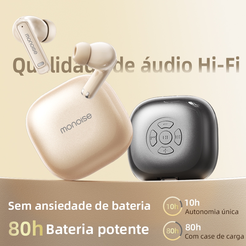 monoise Fone Bluetooth TWS 5.4 Original, Cancelamento de Ruído -62DB, Bateria de Longa Duração