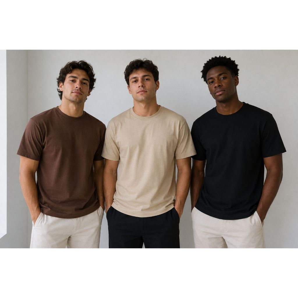 Kit 3 Camisetas Masculinas Slim Fit Básicas Algodão PremiumT-Shirt Streetwear Lisas Confortáveis