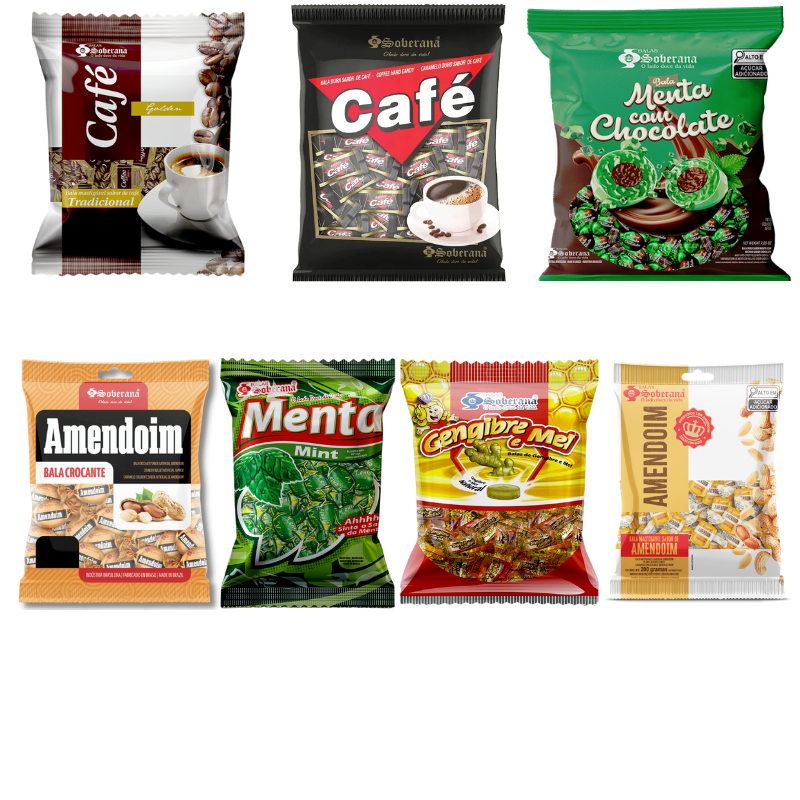 Balas Mais Vendidas: Duras, Mastigaveis e Recheadas ESCOLHA O SABOR 1kg