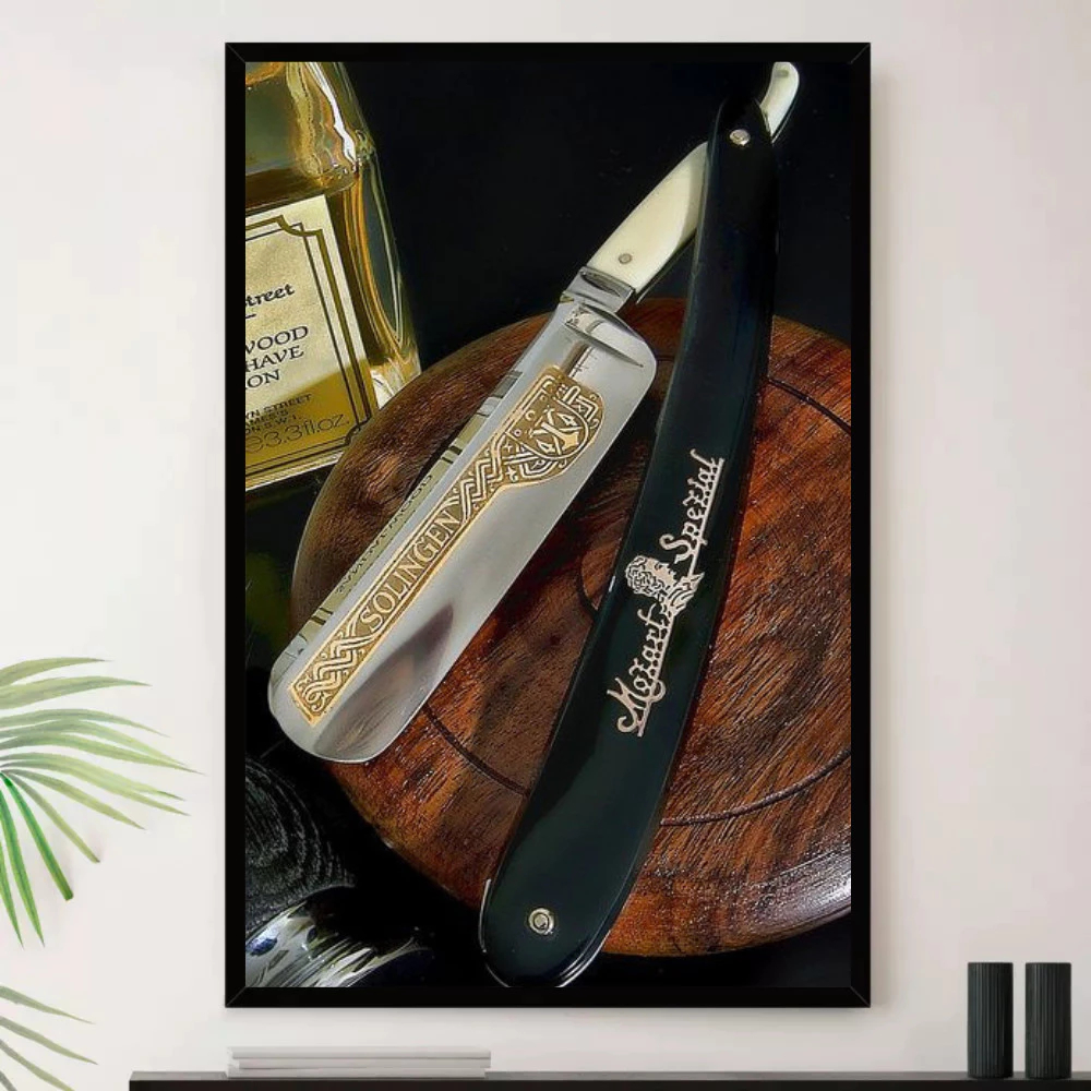 Quadro Placa decorativa worldgeek  Barbearia Navalha Raiz Barbeiro Decorativo