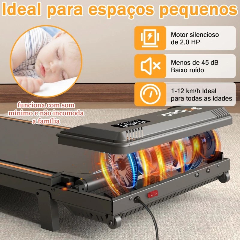 Esteira Ergométrica Elétrica 2.0HP Silenciosa Dobrável — foto 7
