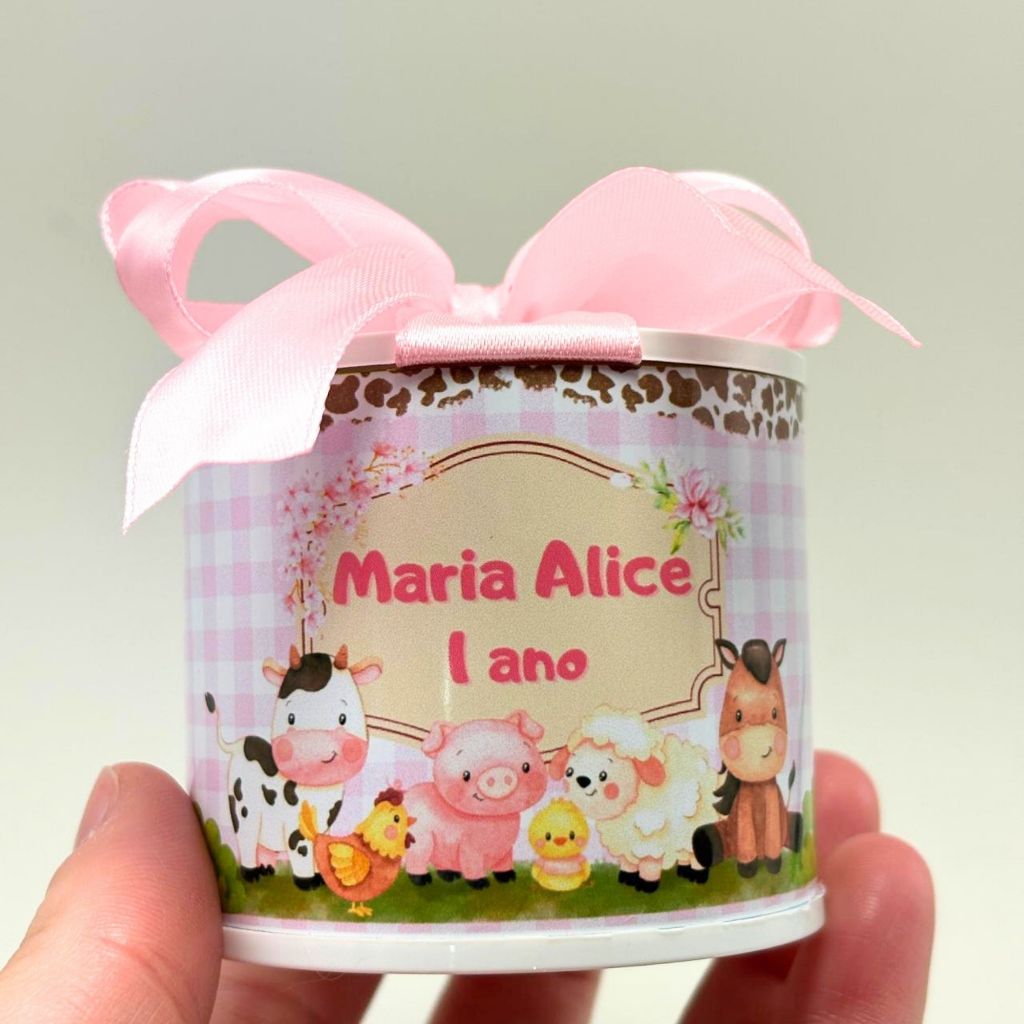 Tubolata Lembrancinha Personalizada FAZENDINHA ROSA I MENINA - Lembrancinhas de Aniversário