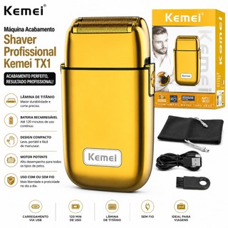 Máquina Acabamento Shaver Profissional Kemei Barbeador Barba Km-TX1 Recarregável Sem Fio …