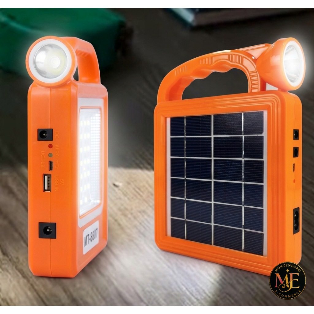 Gerador Solar Portátil Com Luminária Lanterna Led Emergência Recarregável Saída USB Power Bank Solar