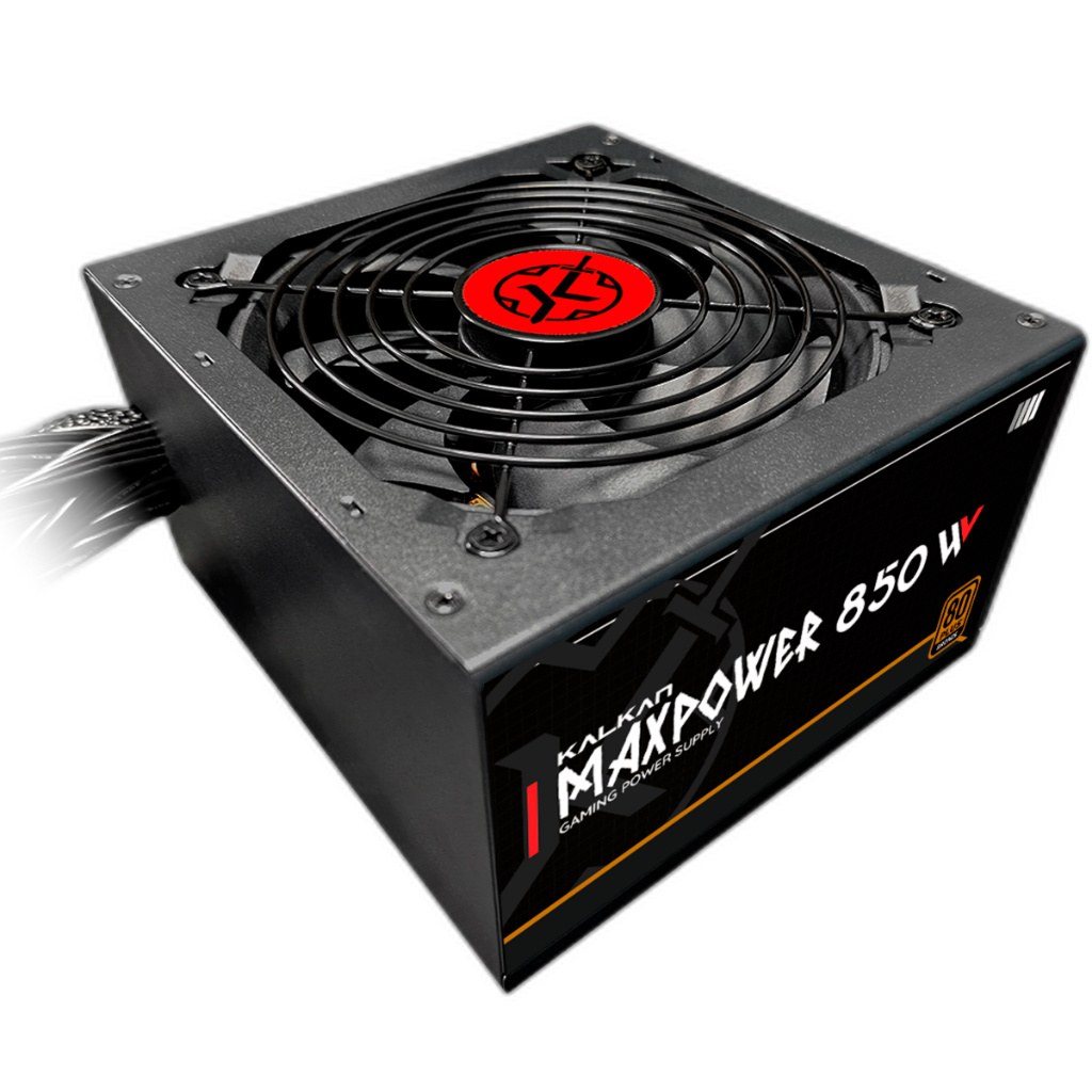 Fonte Kalkan Maxpower 850W ATX 80 Plus Bronze ATX 3.1 12VHPWR Cabos Flat Preto