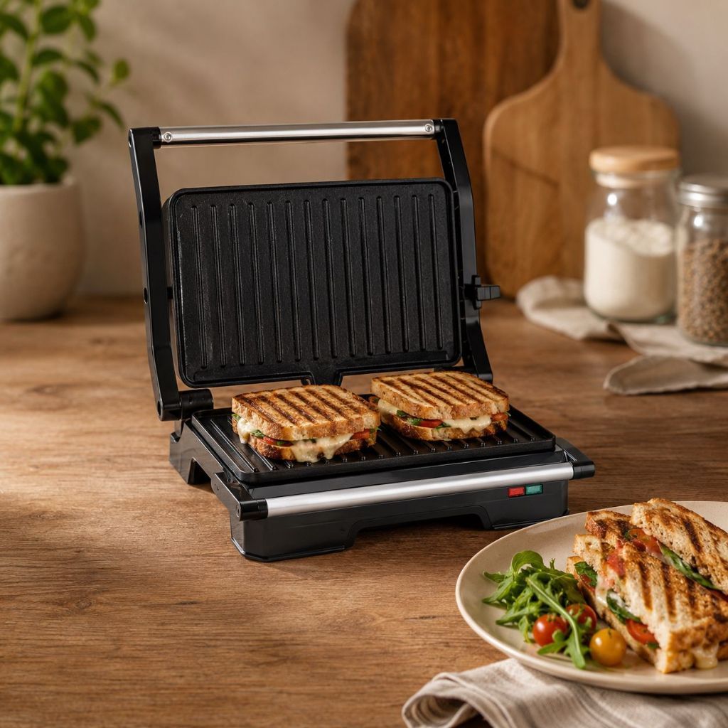 Grill Elétrico Smart Antiaderente 127V Sanduicheira Churrasco Compacto Prático Cozinha Casa
