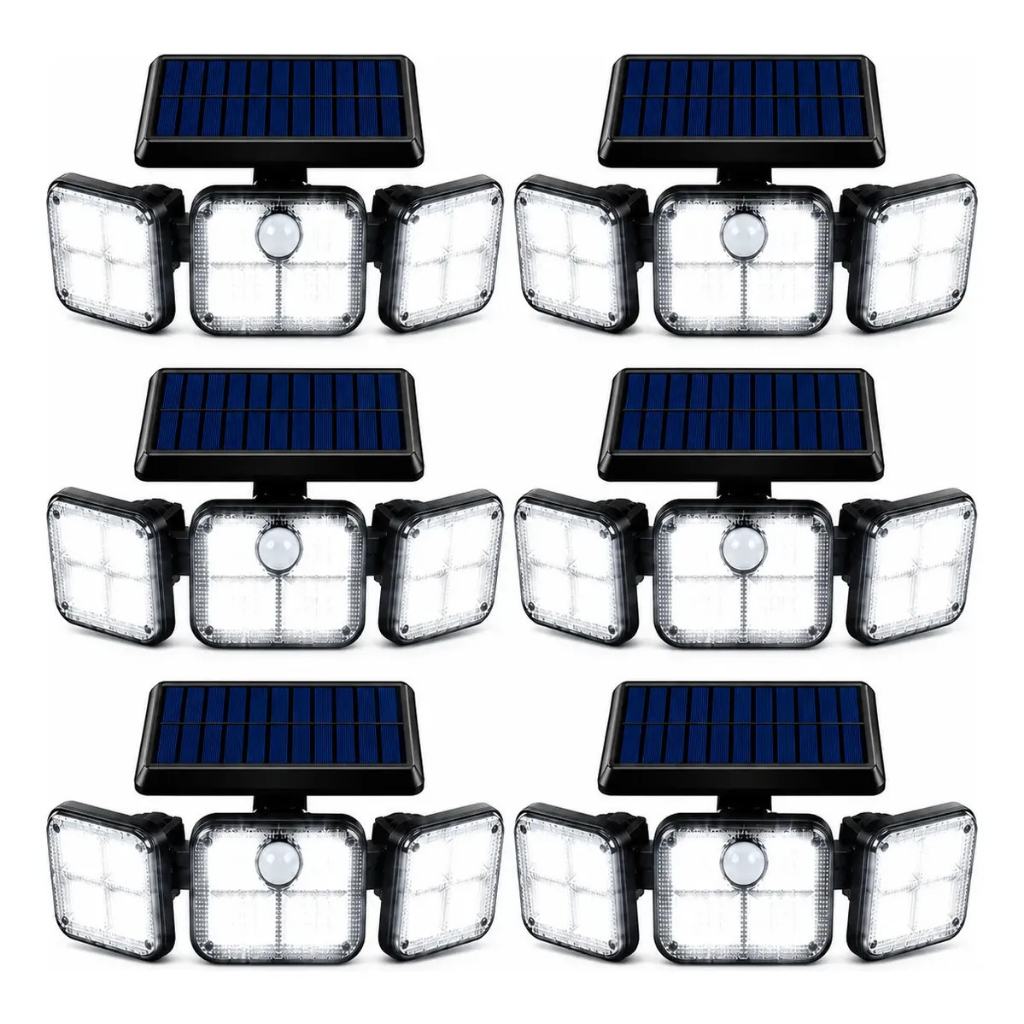 Kit Luminaria Led Solar Com Sensor De Movimento 122 Leds Alta Potencia Iluminação Premium