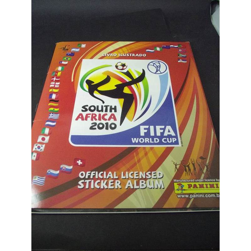 Album completo Copa 2010 figurinhas bem coladas. Figurinhas VISA Adesivo sobre grampos página meio Veja foto contra capa