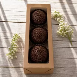 100 Caixas Para 3 Doces 11x3.7x3 | Brigadeiros, Brindes e Lembrancinhas | Tampa Acetato Transparente