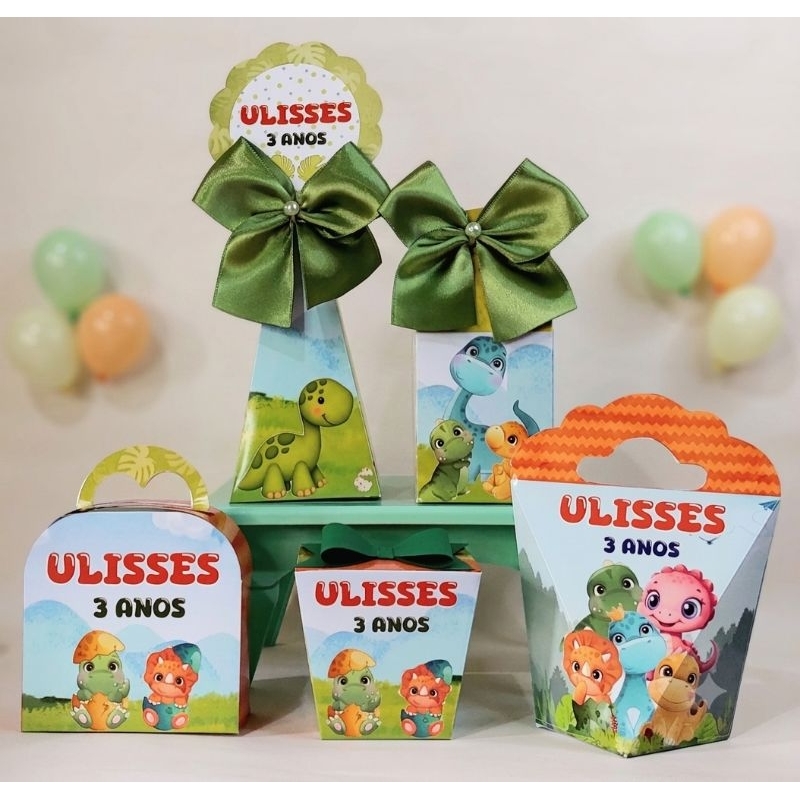 Kit Caixas Dino Baby Personalizada + BRINDE / Dinossauros | Lembrancinha de Festa /Aniversário | Decoração Dinossauros