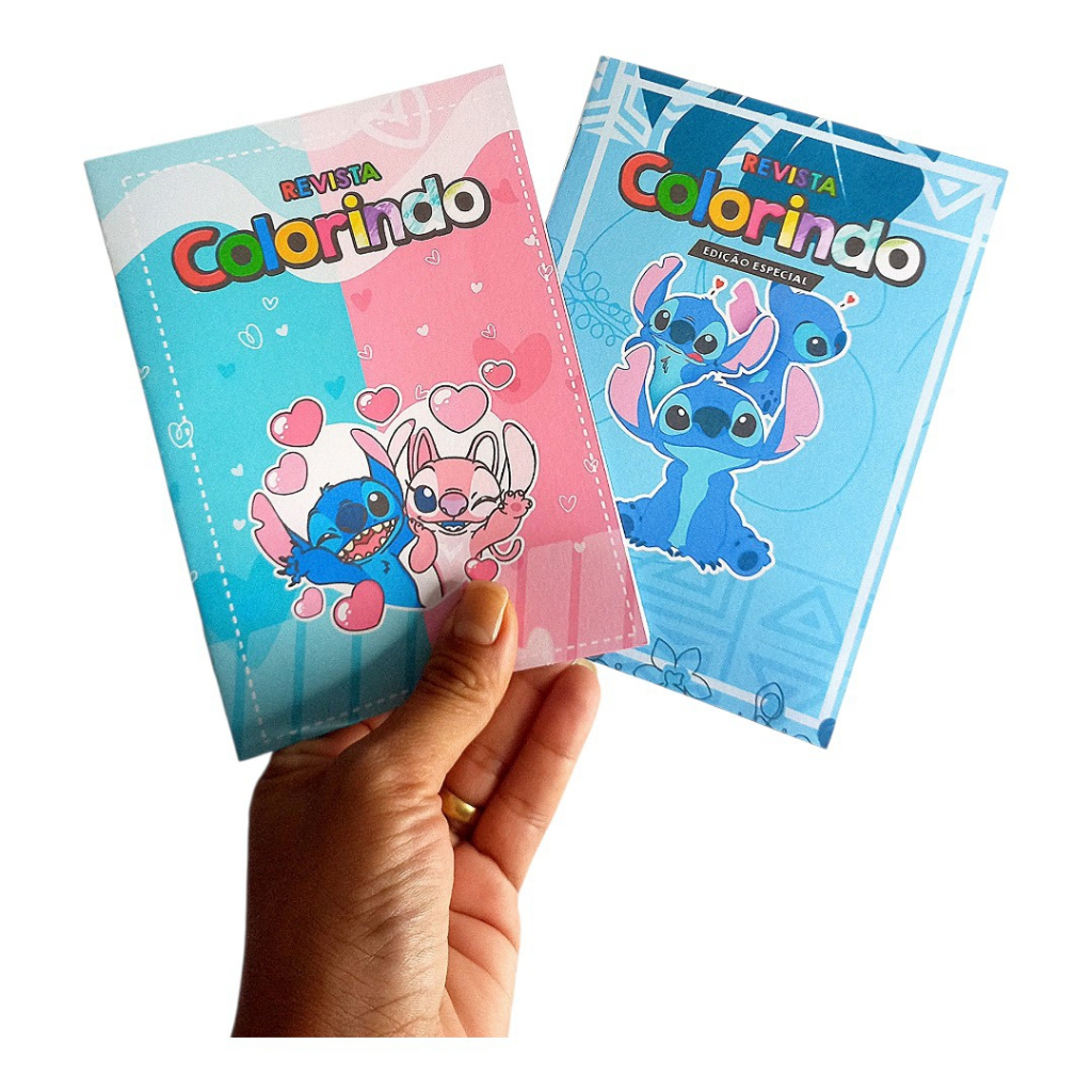 Kit 10-50 Un Livrinho Revistinha de Colorir  Stitch Personalizado com nome Tam A6 | Lembrancinha Aniversário Infantil