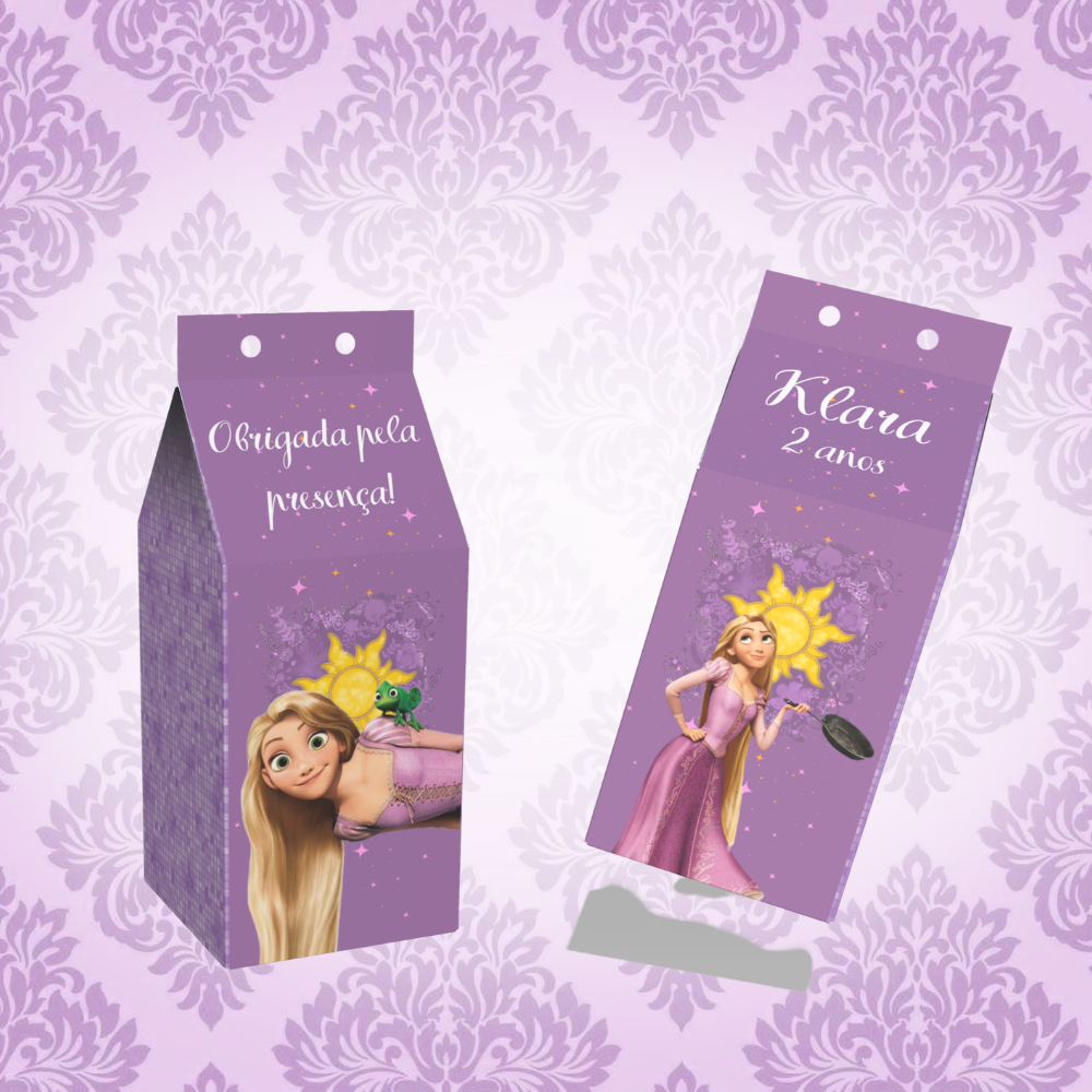 Caixinha MILK SURPERSA Lembrancinha Sacolinha Personalizada Enrolados Rapunzel