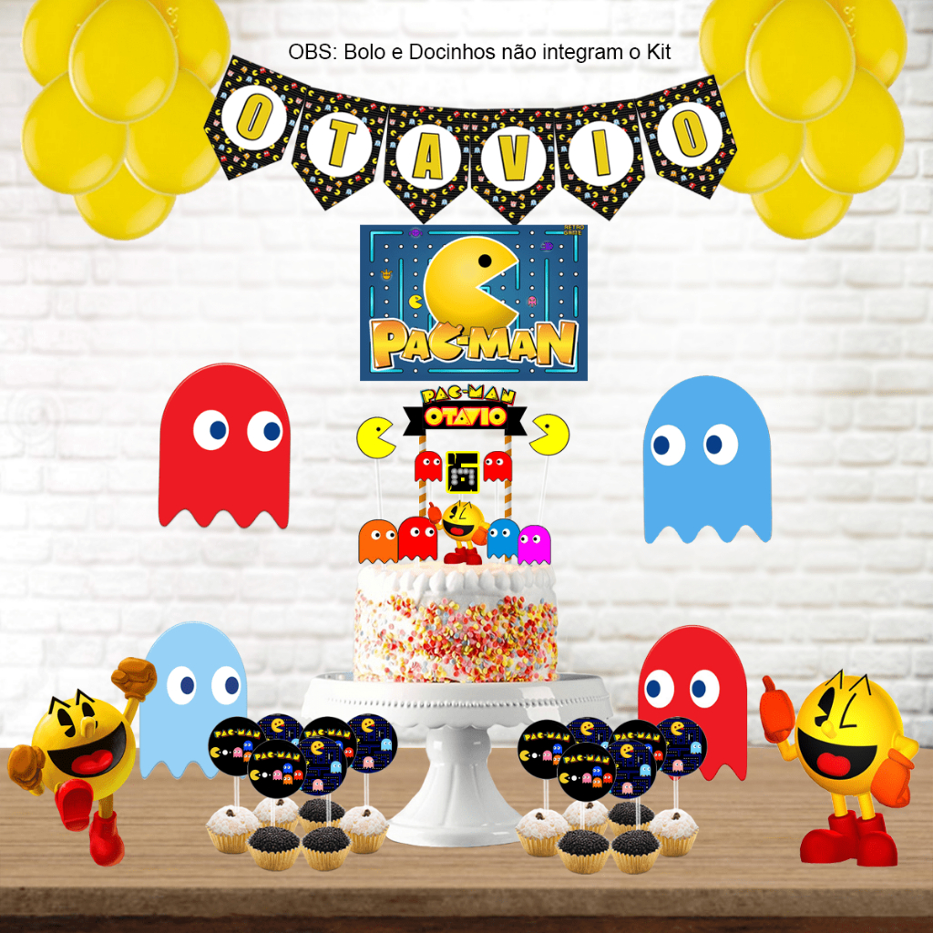 Kit festa em casa personalizado Pac Man