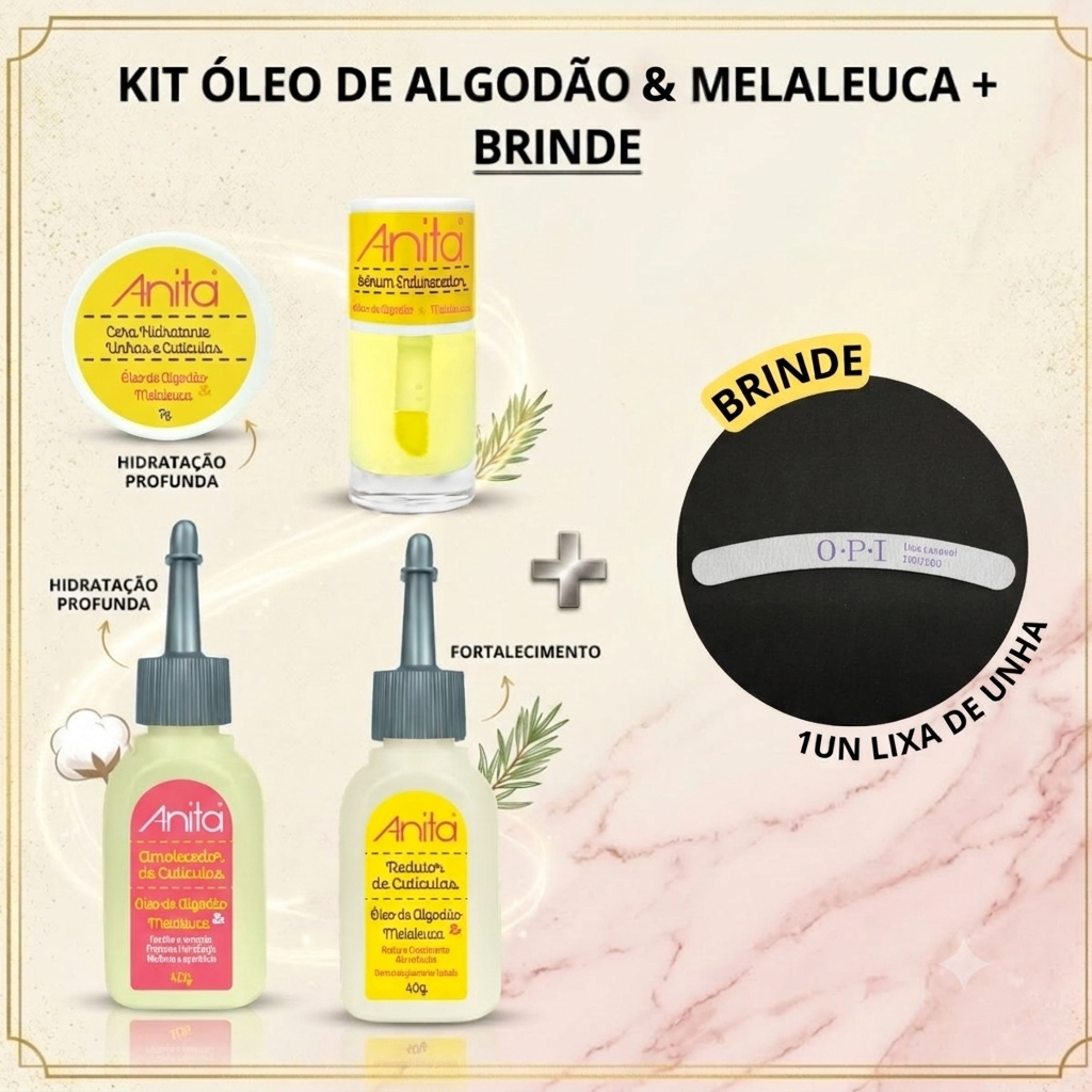 Kit 4 Produtos de Tratamento Óleo de Algodão e Melaleuca Anita ** GANHE BRINDE **