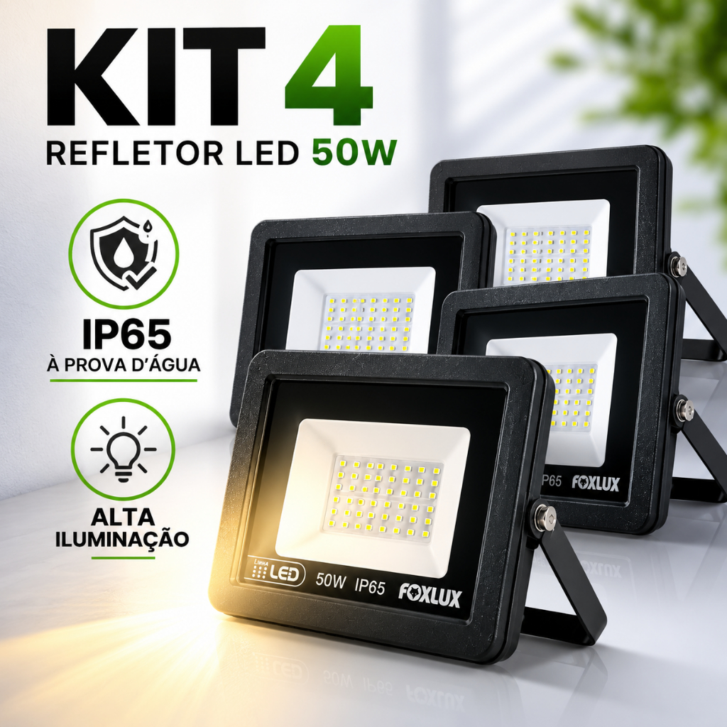 Refletor LED Bivolt Holofote LED 50W Refletor Led Foxlux Refletor Led Luz Branca Fria Led forte
