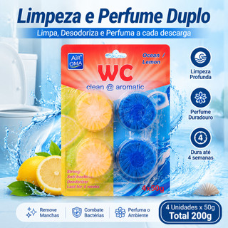 Kit 4/8/12/18 Pastilha Sanitária Bi-color Limpeza Profunda Vaso Sanitário Antiodor Tira Manchas Econômico