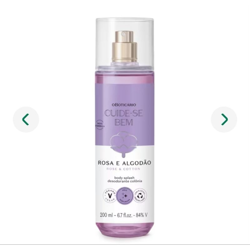 Body Splash Cuide-se Bem Rosa e Algodão 200ml - Frescor Vegano e Sustentável