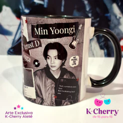 Caneca BTS - Suga - Min Yoongi - Agust D - Army - Bangtan - Kpop - Design Exclusivo - Premium