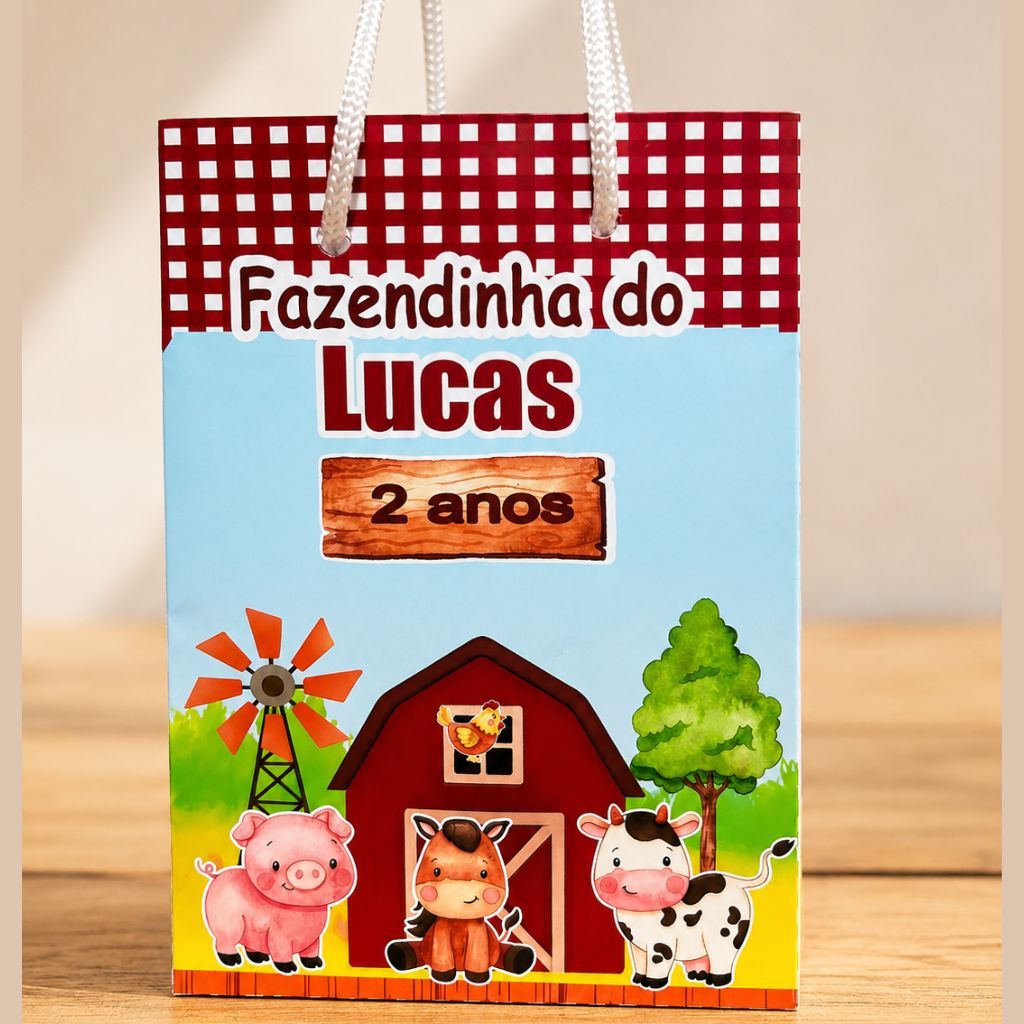 Sacolinha personalizada Fazendinha PEGUE E MONTE | Personalizados lembrancinhas mimos
