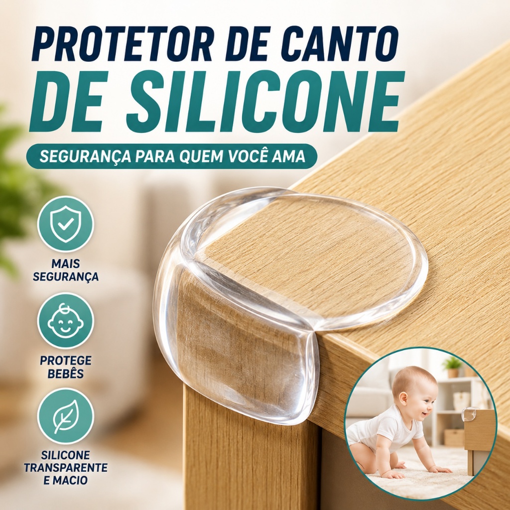 30PCS Protetores de Quina em Silicone Redondo – Proteção para Cantos de Mesa, Seguro e Prático