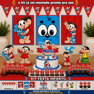 Kit Só Um Bolinho Tema Turma da Mônica  - A Festa Perfeita! - Kit Pronto Festa em Casa Mônica
