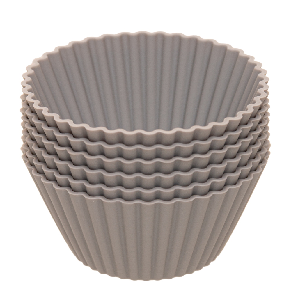 6 Formas Redondas para Cupcake 7cm x 3cm Cinza Silicone