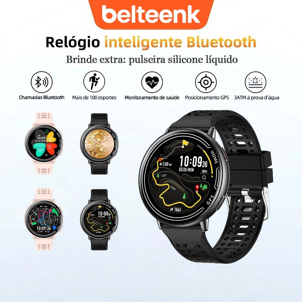 relogio feminino masculino Smartwatch Belteenk KC100 Localização por GPS 100+ esportes 3ATM a prova d água