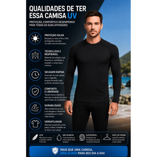 Camisas Térmicas Masculina UV Segunda Pele Proteção Solar Academia Corrida Motoboy