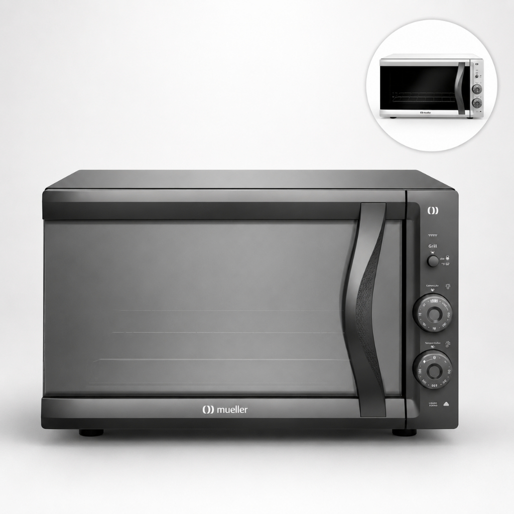 Forno Elétrico de Bancada Mueller 50 Litros Cinza Espelhado com Grill e Timer