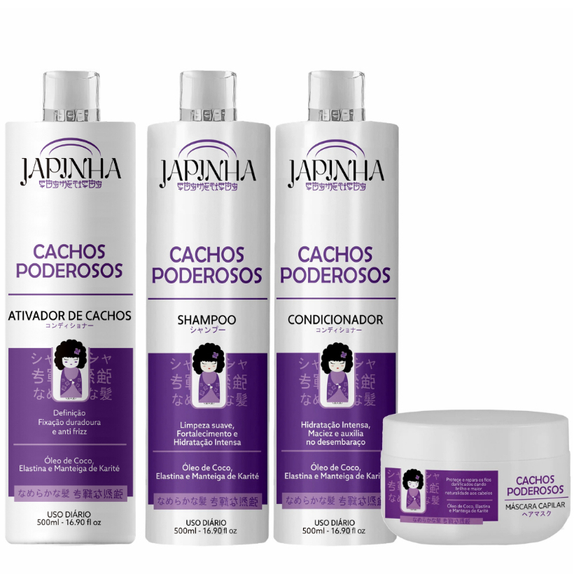 Kit Ativador + Shampoo e Condicionador + Máscara 300G | Cachos Poderosos – Japinha ⛩️