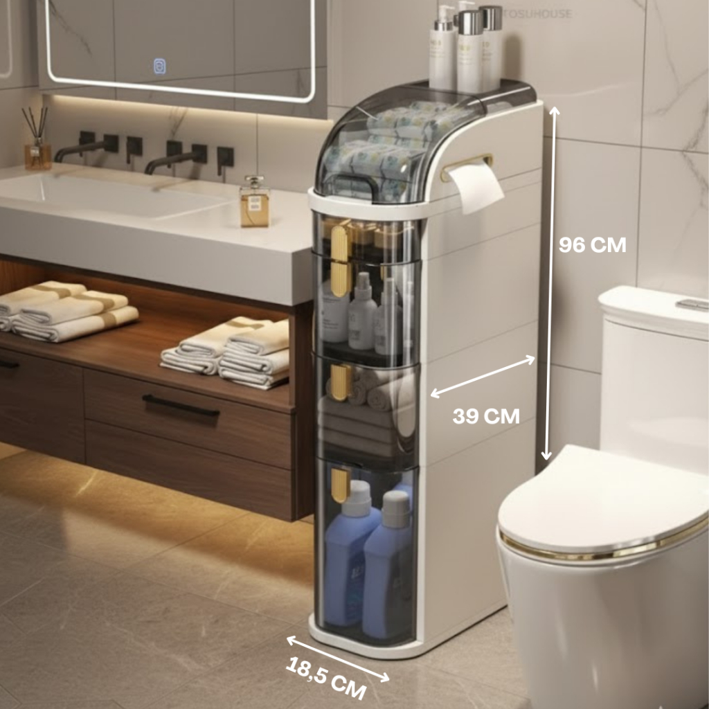 Estante Torre Banheiro Organizadora Luxuosa Prateleira Superior Gaveteiro Vertical Área de Serviço
