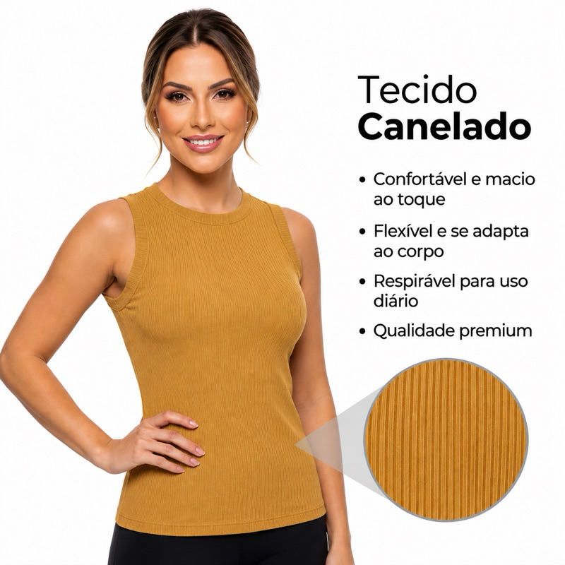Blusa Regatinha Canelada Premium Feminina Moda Casual Conforto Estilo Tendência Verão Look Moderno Básica Elegante