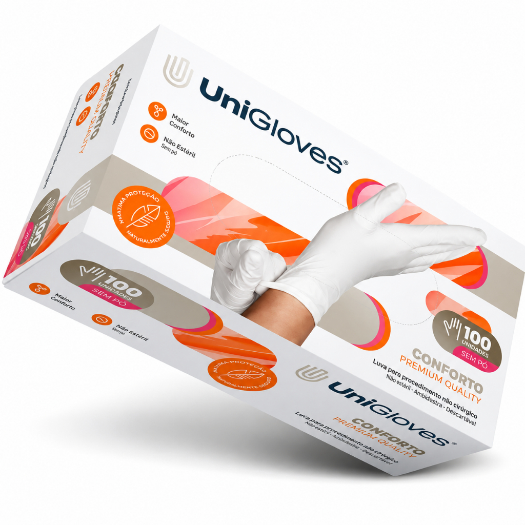 Luva De Procedimento Sem Pó Quality Premium Com 100 Unidades UniGloves