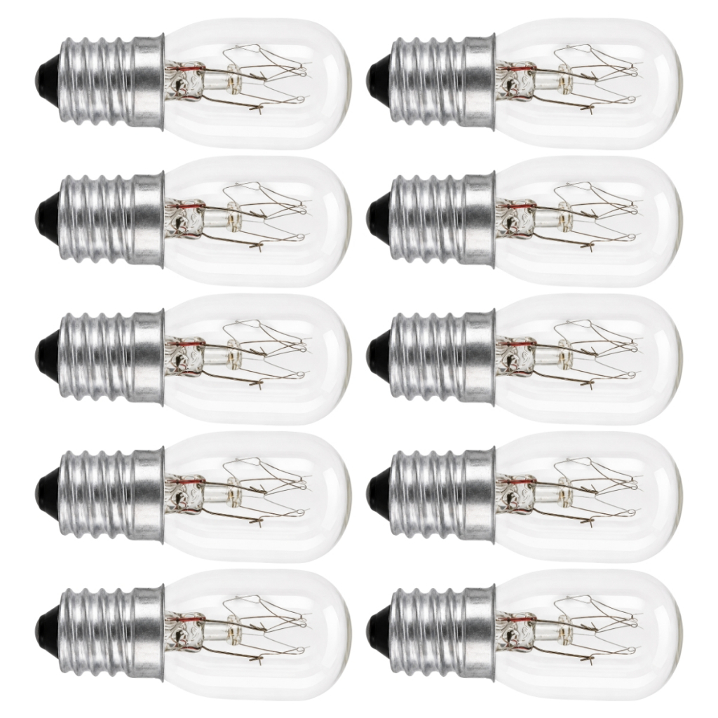 Kit 10 Mini Lâmpada Incandescente E14 Tubular para Uso em Geladeira Refrigerador 127V 15W Bestfer