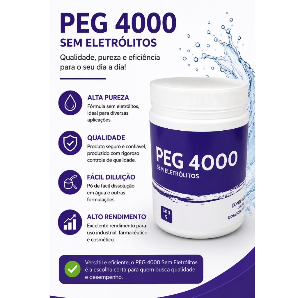 PEG 4000 Sem Eletrolitos (Polietilenoglicol) 500g — imagem 2 de 2