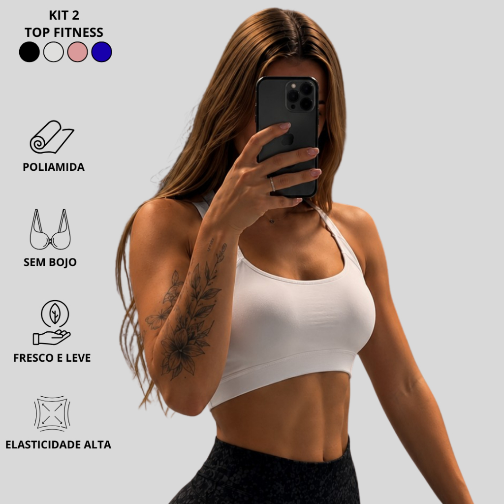 Kit 2 Top Sem Bojo POLIAMIDA Esportivo Feminino Fitness Zero Transparência Confortável Academia
