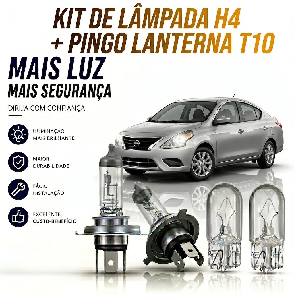 Lampada farol BAIXO / ALTO + LANTERNA NISSAN VERSA 2016 ATÉ 2020