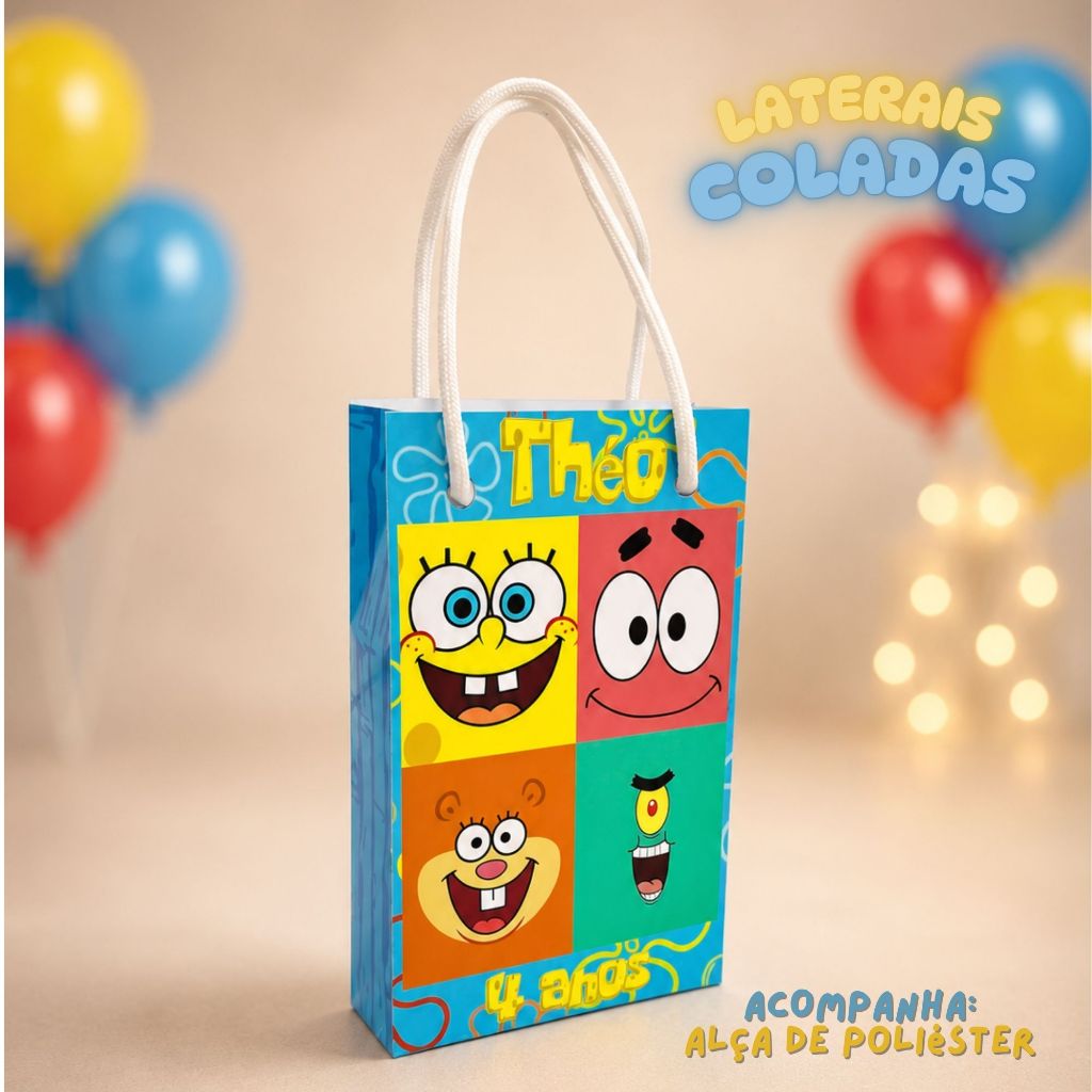 Sacolinha Bob Esponja / Sacola Personalizada / Lembrancinha personalizada para festa  / Aniversário / Kit Festa