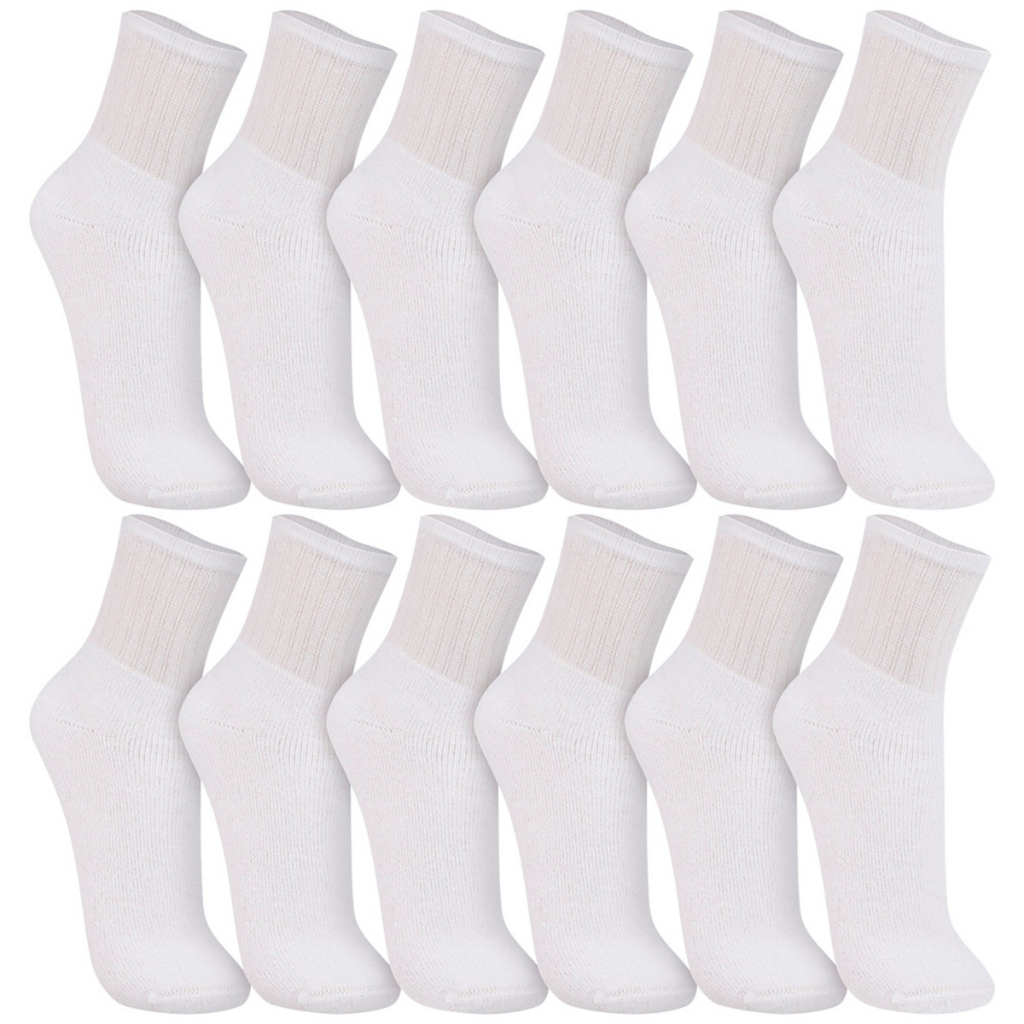 Kit 12 Pares Meias Cano Médio Esportiva Algodão Calcanhar Verdadeiro Conforto Respirável Trifil