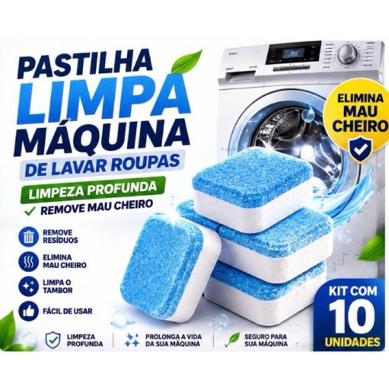 Pastilha Limpa Máquina de Lavar Roupa Remove Mau Cheiro Limpeza do Tambor 3 5 10 Unidades