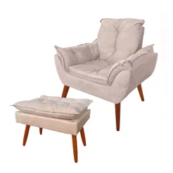 Kit Opala Poltrona + Puff Decorativo para Amamentação Suede Cores
