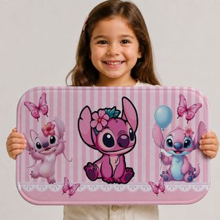 Tapete Lilo e Stitch Infantil 60x40 Premium Antiderrapante Confortável Aveludado Resistente TAP0048.