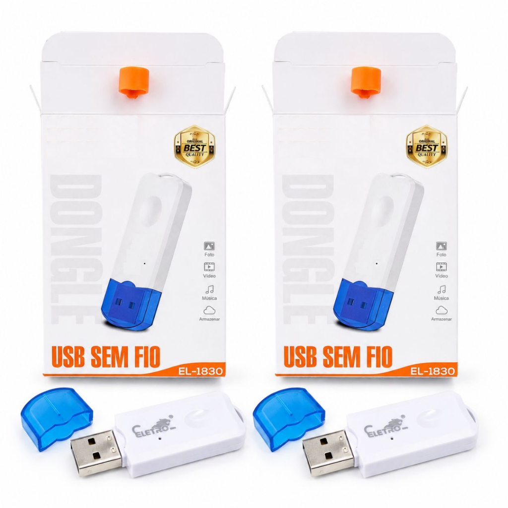 Kit 2 Receptores Bluetooth USB Áudio Musica Estéreo Automotivo Adaptador Som Carro Pendrive Sem Fio