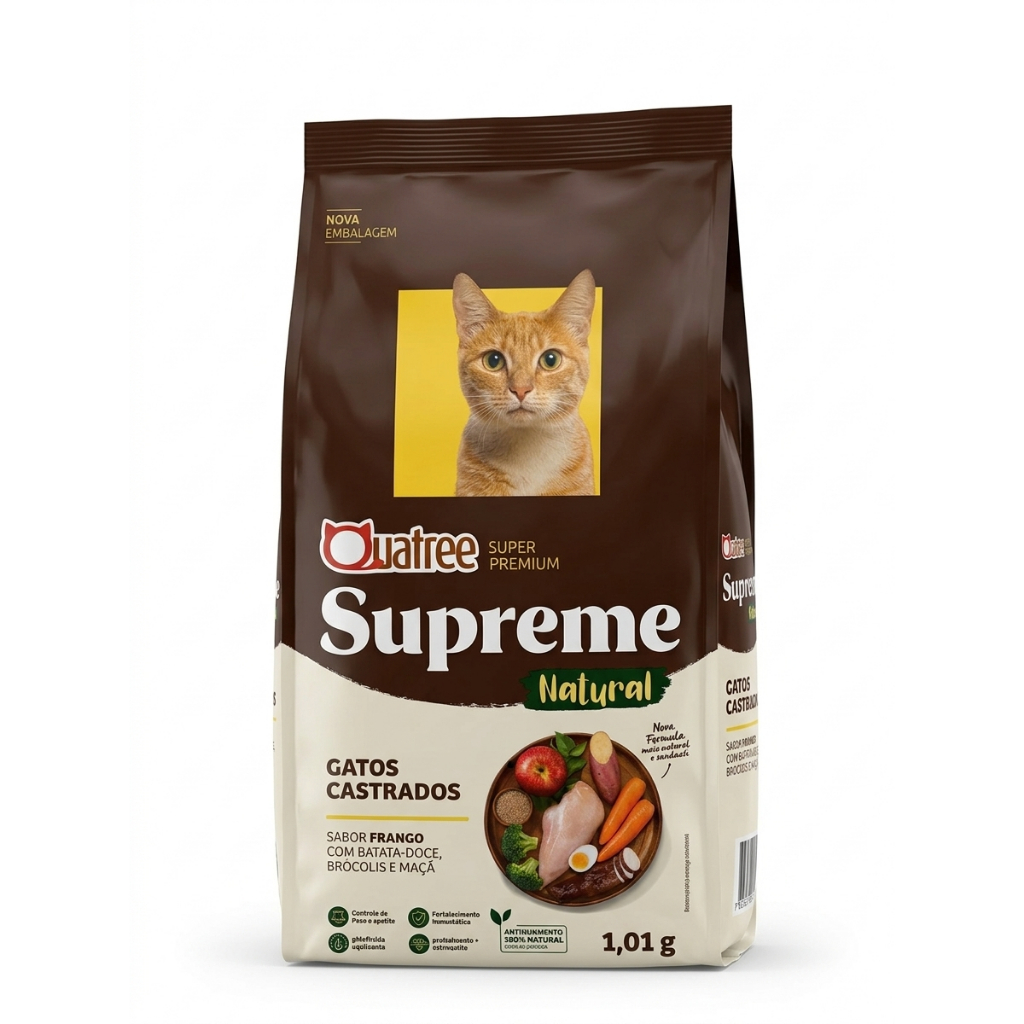 Ração Gatos Castrados Quatree Supreme Natural Frango Super Premium Natural 1kg