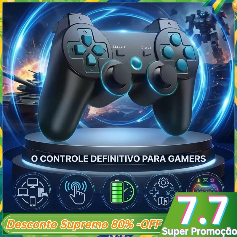 Kit 2 Controle Gamepad Sem Fio PS3 Playstation 3 Joystick Compatível Bluetooth USB TV/PC/Notebook/Computador-HY-04193