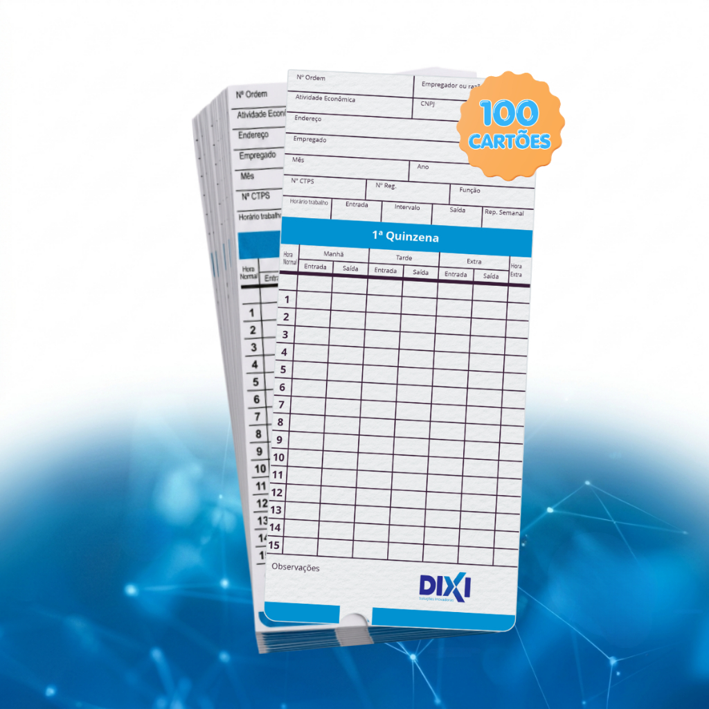 100 Unid Cartão Relógio Ponto Manual Cartográfico Universal Cor Branco